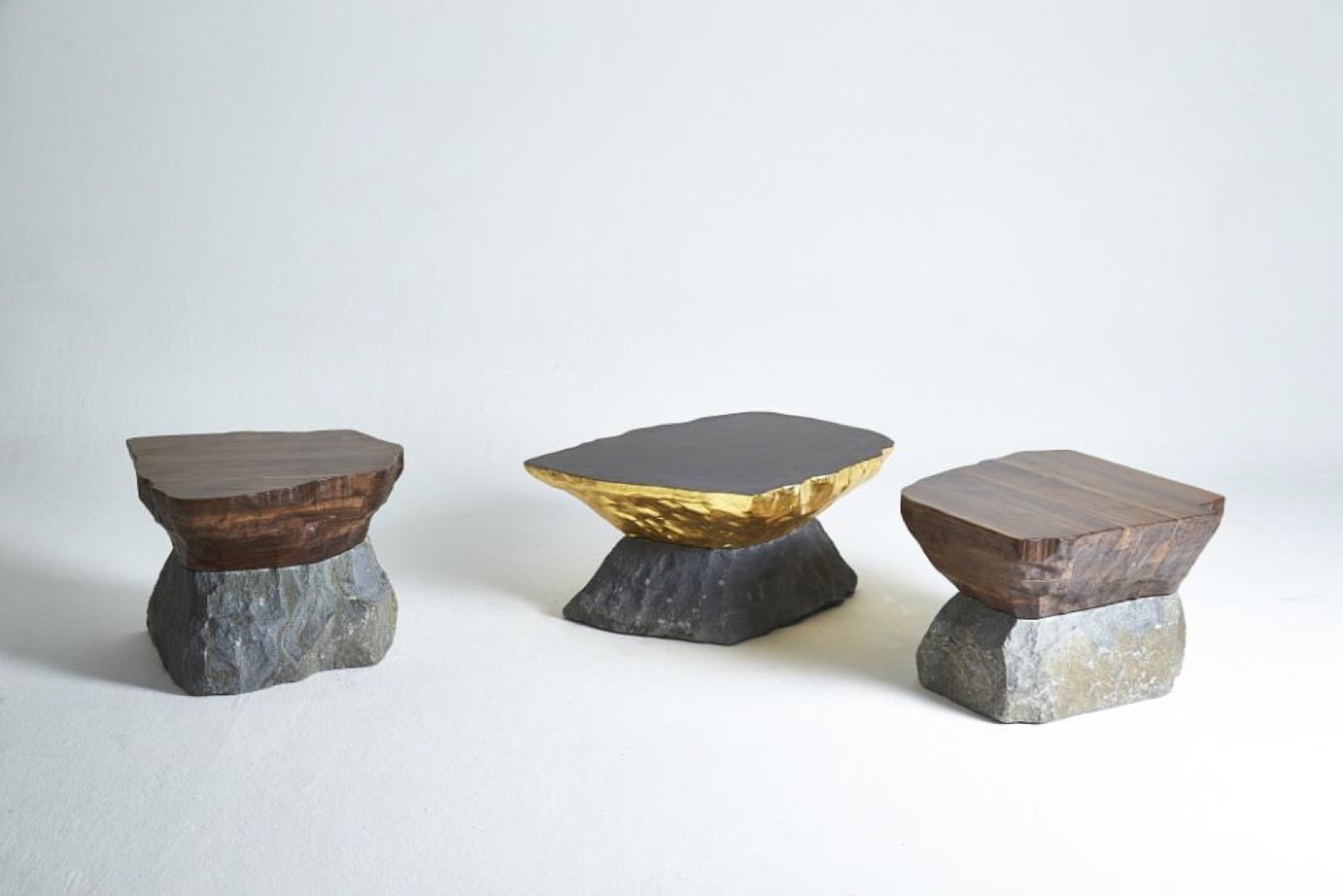 Wood & Gold Stools