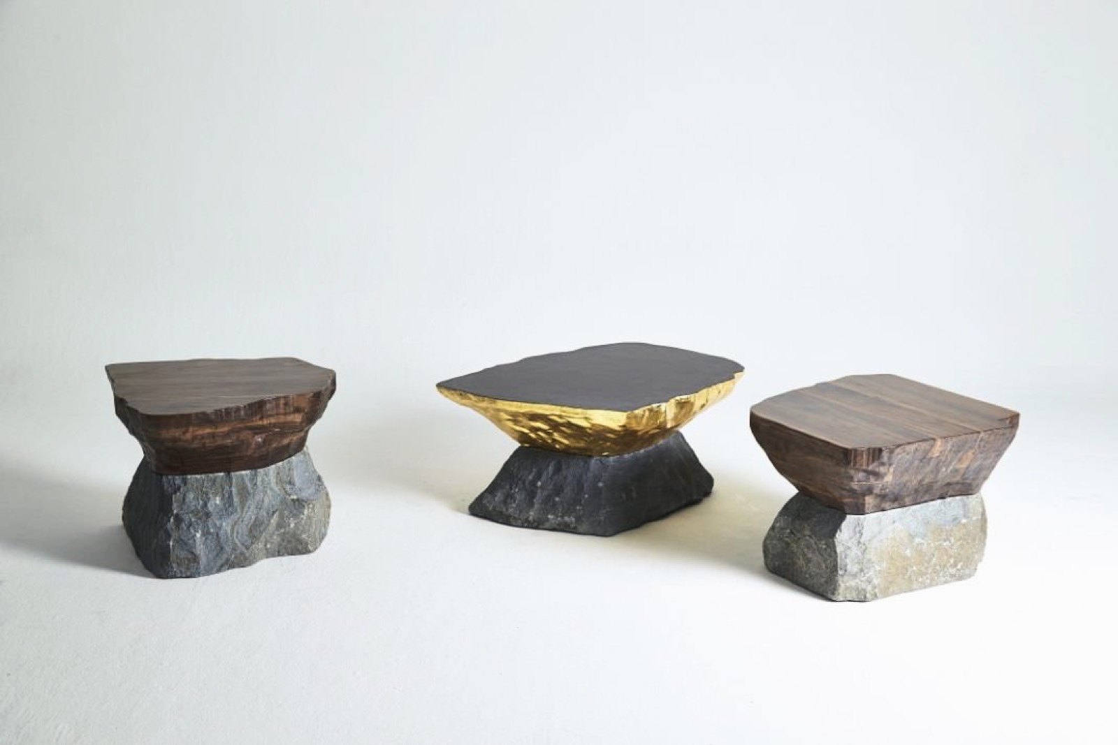 Wood & Gold Stools